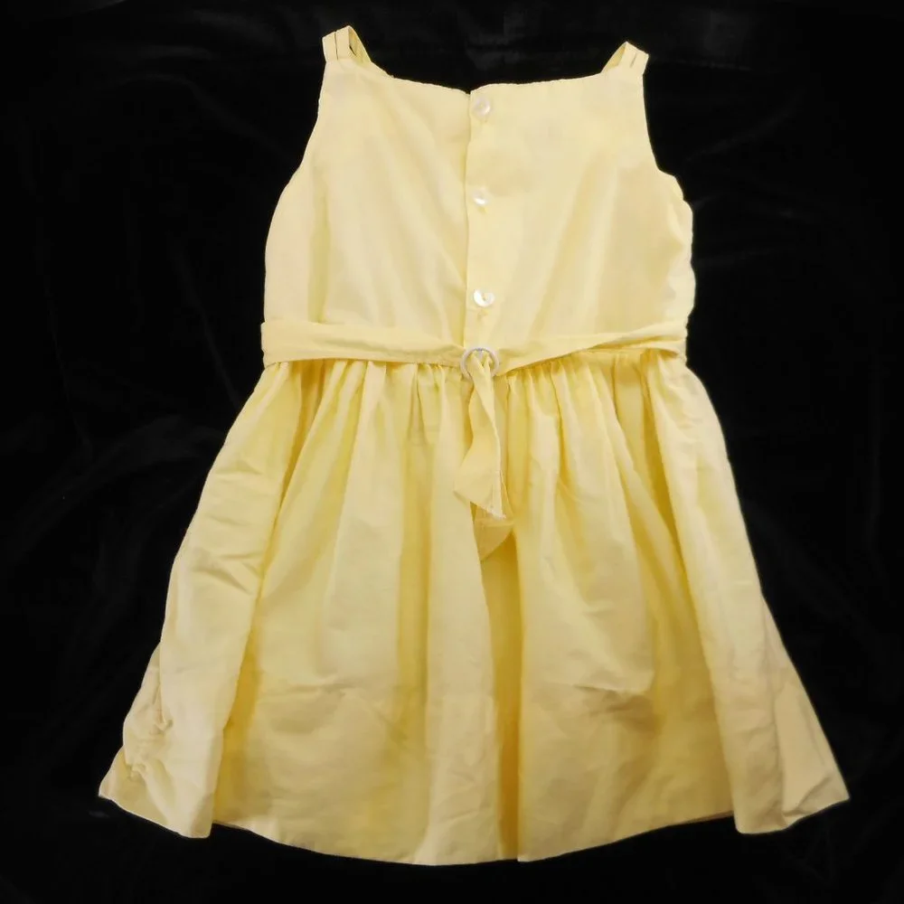 Vintage Toddler Girl Dress 2T - 3T Yellow Ruffled Sleeveless